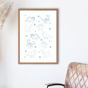 Dinosaur Wall Art Printable | Cute Dino Poster for Kids | Minimalist Nursery Decor | Instant Download | Boys Room, Playroom, Classroom Decor