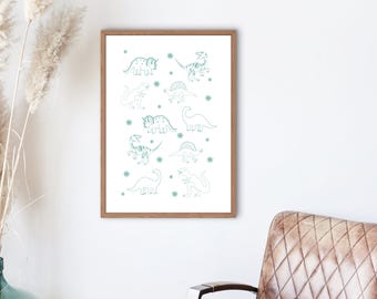 Dinosaur Nursery Print | Minimalist Dino Wall Art (Digital Download)