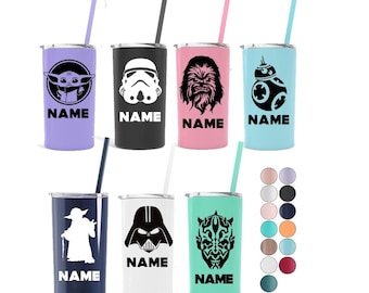 Star Wars Themed 12 oz Stainless Steel Tumbler with Straw