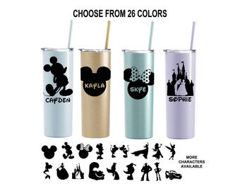 Disney Themed 20 oz Stainless Steel Tumbler with Straw