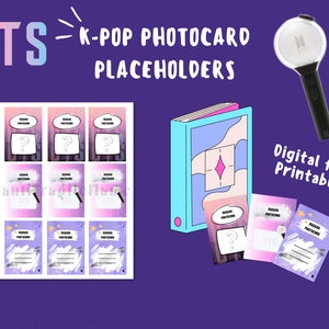 BTS K-Pop Photocard Placeholders Digital Download - Stylish Binder Filler Printable