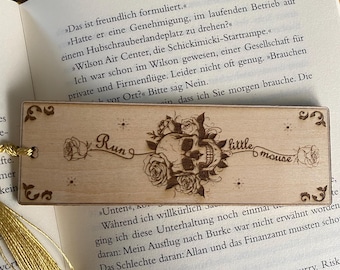 Dark Romance bookmark, Run little mouse, wooden bookmark, Booktok, customizable