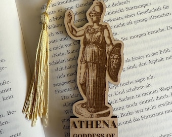 Athena Bookmark, Greek Mythology Wooden Bookmark, Greek Goddess