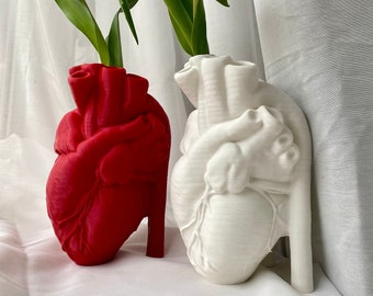 Herzvase, Vase anatomisches Herz, 3D Druck, Valentinstag, rotes Herz, weißes Herz