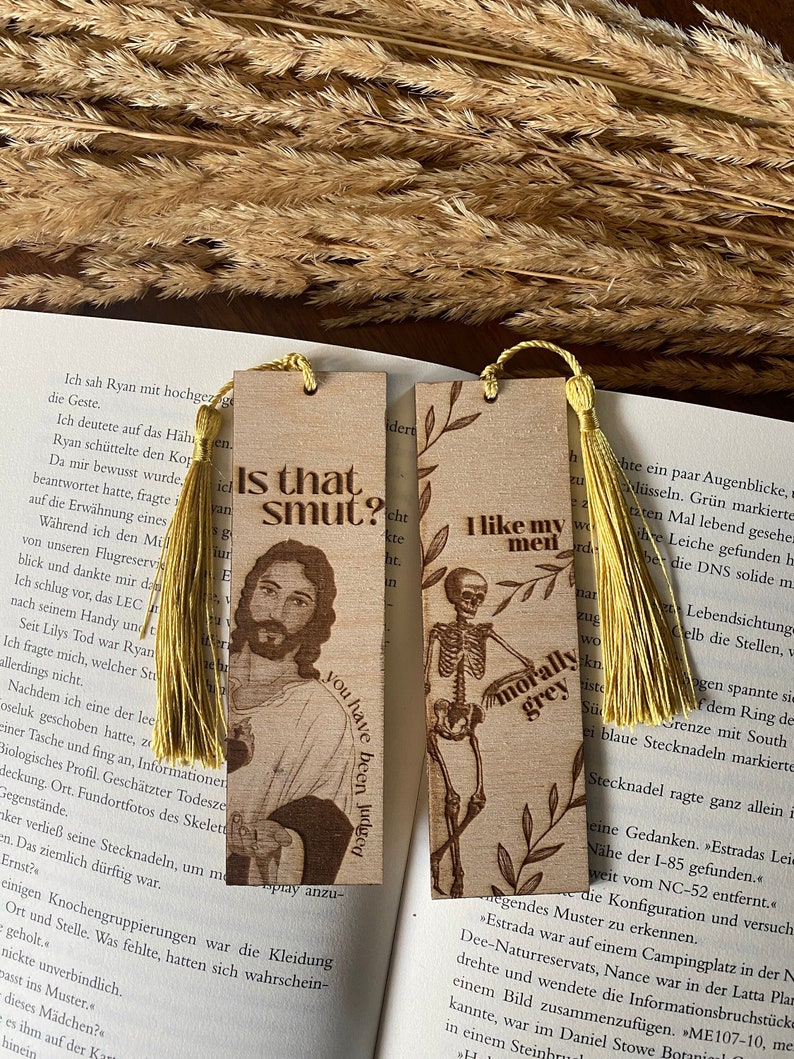 Lesezeichen Jesus Is that Smut, Holz Bookmark Spicy Booktok personalisierbar Bild 1