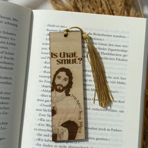 Jesus Bookmark “Is that Smut?” – Wooden Bookmark Personalized – Funny Booktok Gift – Reader Gift – Engraved Wood Bookmark Jesus