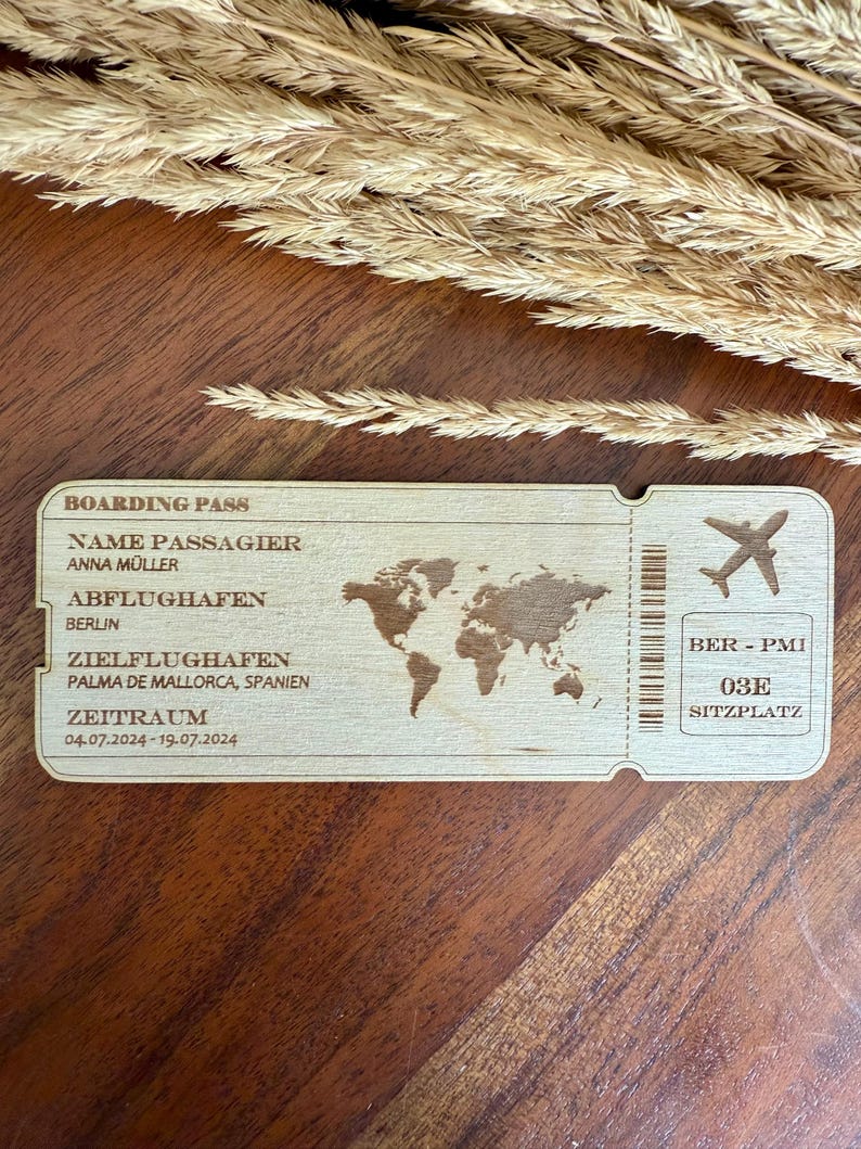 Flugticket mit Weltkarte