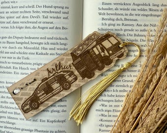 Fire brigade police bookmark personalized - wooden bookmark with personalization - fire engine bookmark with name police car