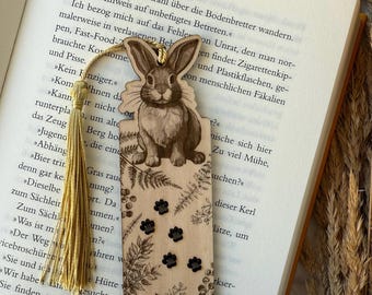 Personalized bunny bookmark - Wooden bookmark with personalization - Rabbit bookmark with name