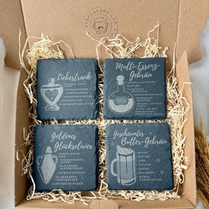 Zaubertrank Untersetzer Schiefer, Schieferuntersetzer, Untersetzer aus Stein, Tränke Rezeptur, Potions