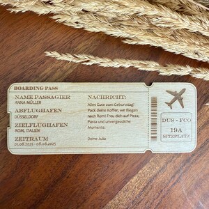 Flugticket mit Nachricht