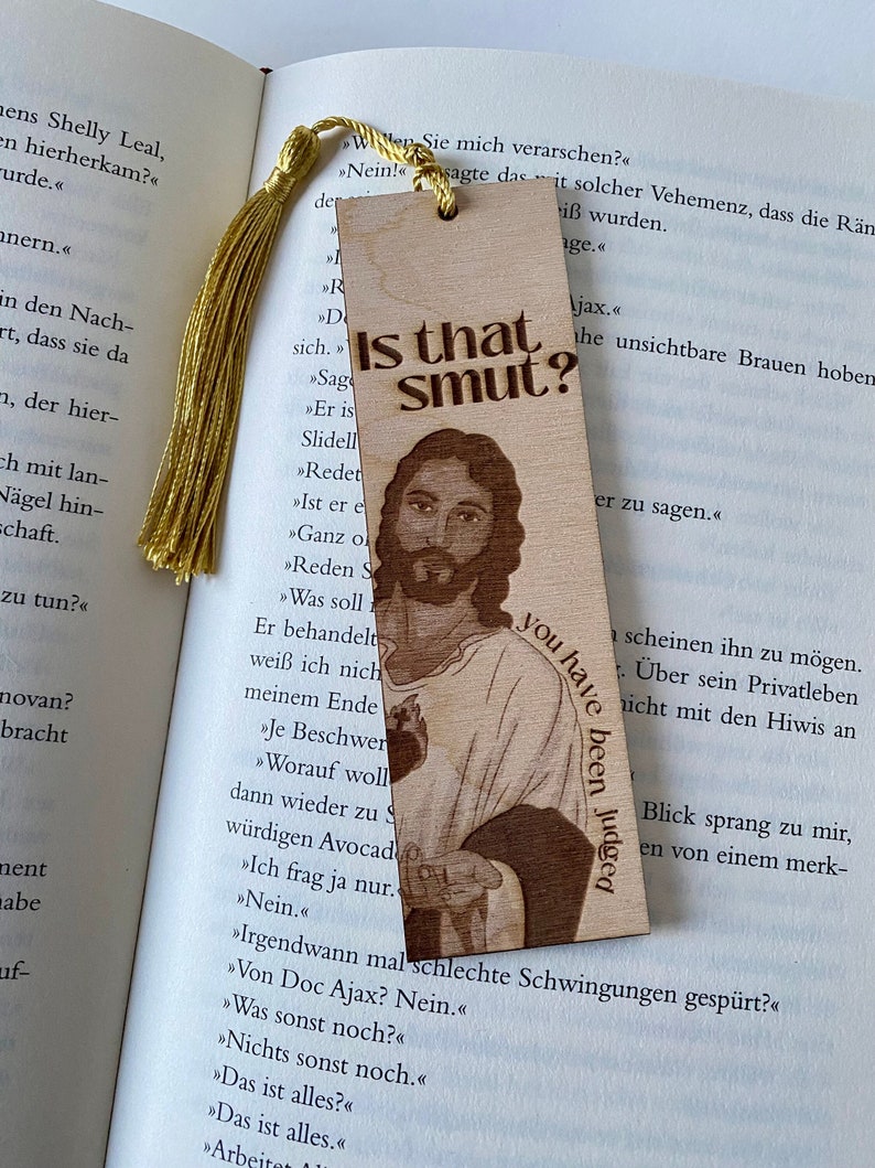 Lesezeichen Jesus Is that Smut, Holz Bookmark Spicy Booktok personalisierbar Bild 5