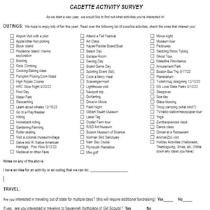 Ultimate Girl Scout Cadette Interest Survey