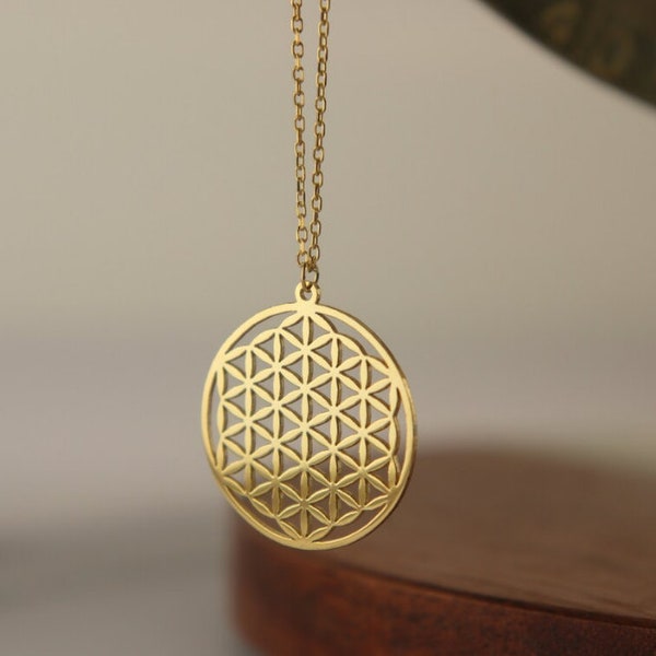 The Flower Of Life, 14K Gold Mother's day Gift for Her Cycle of Life Sacred Geometry Meditation Healing Energy Flower of Life Jewelry her