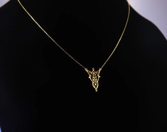 14K Gold Eternal Radiance: Arwen's Light-Bearer Necklace in Gold Elven Elegance Pendant Arwen Elfie Evenstar Necklace Arwen's Gift for her
