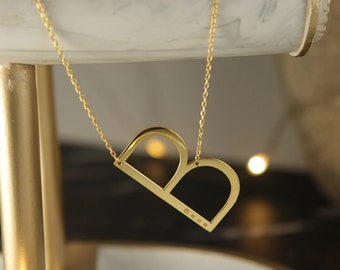14K solid gold initial necklace , 14K Gold Letter Necklace, Custom Initial Letter Necklace, Personalized Letter Jewelry, Initial Necklace