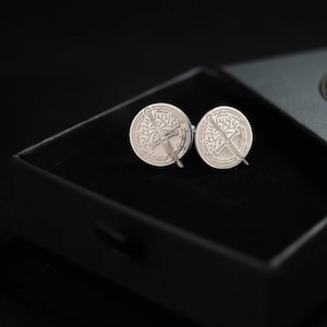 Silver Aragorn&#39;s White Tree and Broken Sword Cufflink Elegant 925K Silver Cufflinks with Aragorn&#39;s Broken Sword & White Tree Design