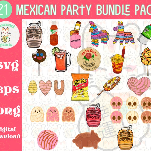 Mexican candy bundle pack SVG/ Mexican sweets SVG/ Mexican party sweets eps/ png mexican party/ elote svg/ Mexican sweet bread svg