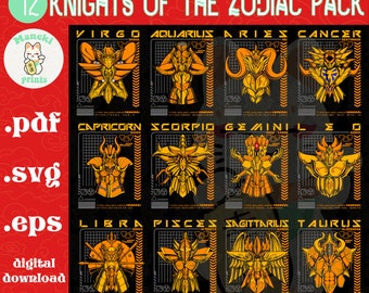 12 Armor knights of the zodiac SVG/ 12 Knights of the zodiac svg/ Virgo svg/ Leo svg/ golden armor svg/ Seiya svg