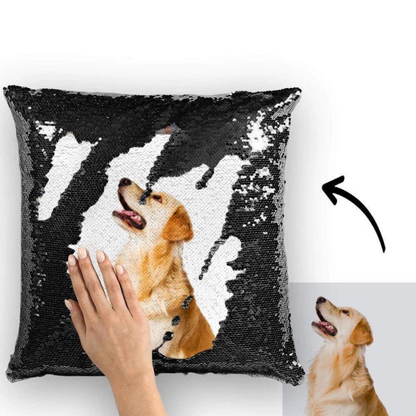 GJKGG Custom Photo Sequin Pillow Cases - Mermaid Sequin Pillow Case Any
