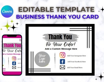 Business Thank You Card | Editable Custom Canva Template