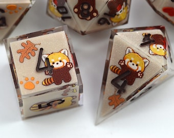 Red Panda Autumn Dice [Handmade Dice Set]