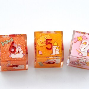 Bear with pumpkin Dice - 3 colors Orange,Light orange and Pink - Handmand