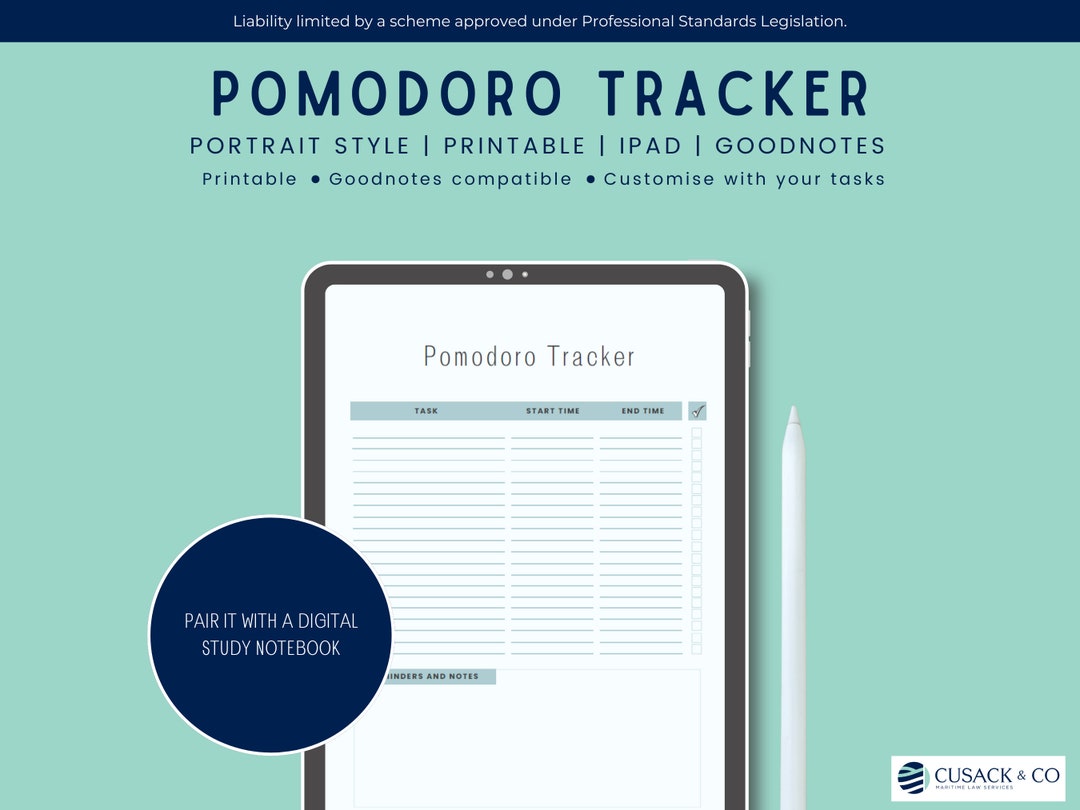 Pomodoro Tracker Printable Template Digital Template for iPad and ...
