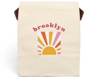 Kids Custom Canvas Lunch Bag, Personalized Cute Sun Canvas Lunch Bag, Custom Kids Name Lunch Bag, Cute Kids Lunch Bag, Custom Lunch Bag