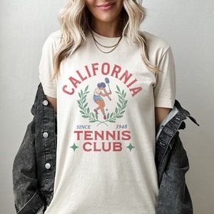 Tennis Shirt, Ladies Tennis T-Shirt, Vintage Style Tennis Shirt, Retro Tennis Shirt, Tennis Club Shirt, Girl's Tennis Shirt, Tennis Gift