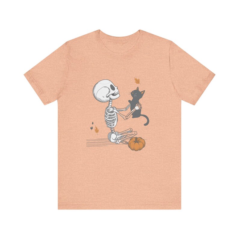 Halloween Cat Shirt, Fall Cat Shirt, Black Cat Skeleton Shirt, Black Cat Lover Shirt, Cat Lady Shirt, Fall Gift for Cat Lover, Cat Mom Gift image 4