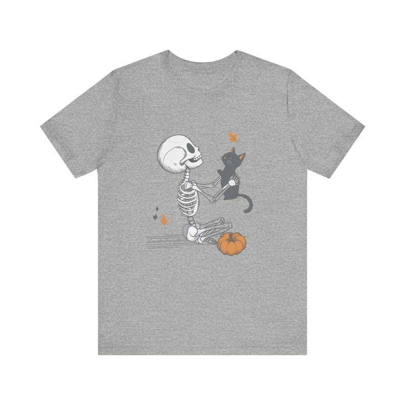 Halloween Cat Shirt, Fall Cat Shirt, Black Cat Skeleton Shirt, Black Cat Lover Shirt, Cat Lady Shirt, Fall Gift for Cat Lover, Cat Mom Gift image 5
