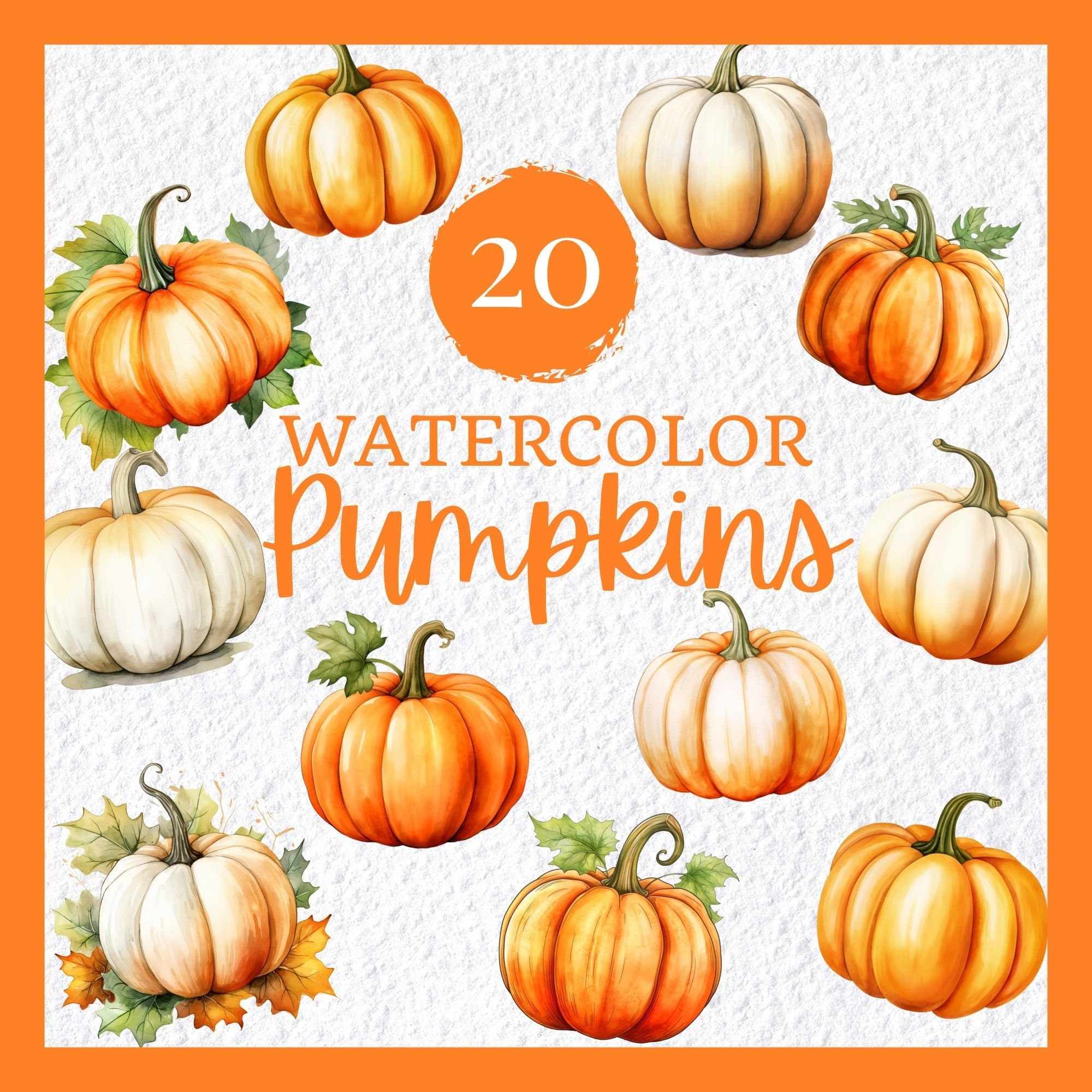 Pumpkin Clipart Watercolor Bundle Cute Fall Watercolor Clip Art Pumpkin ...