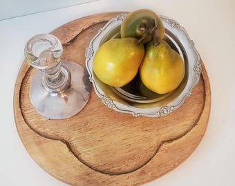 Vintage Lazy Susan - Solid Mango Wood - 12" x 11.5" Tabletop Turntable - 1970s