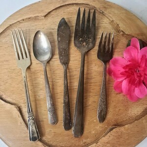 1920s & 1930s Silverplate Flatware Lot – 5 Assorted Mid-Century Pieces