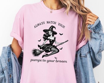 Comfort Colors Witch T-Shirt, Vintage Halloween Tee