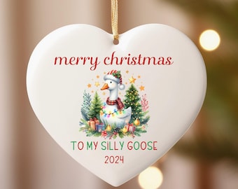 personalized Christmas ornament, funny Christmas ornament,heart shaped ornament,goose keepsake ornament,goose lover ornament,Christmas decor