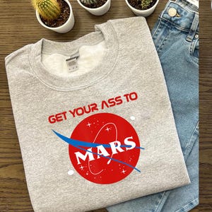 Vintage Space Rocket Science "Get Your Ass To Mars" Aesthetic T-Shirt Design Digital PNG file