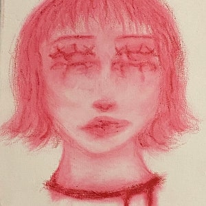 Pink girl portrait bleeding