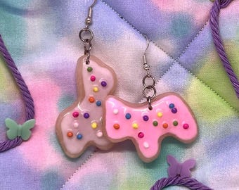 Handmade Frosted Animal Cracker Earrings