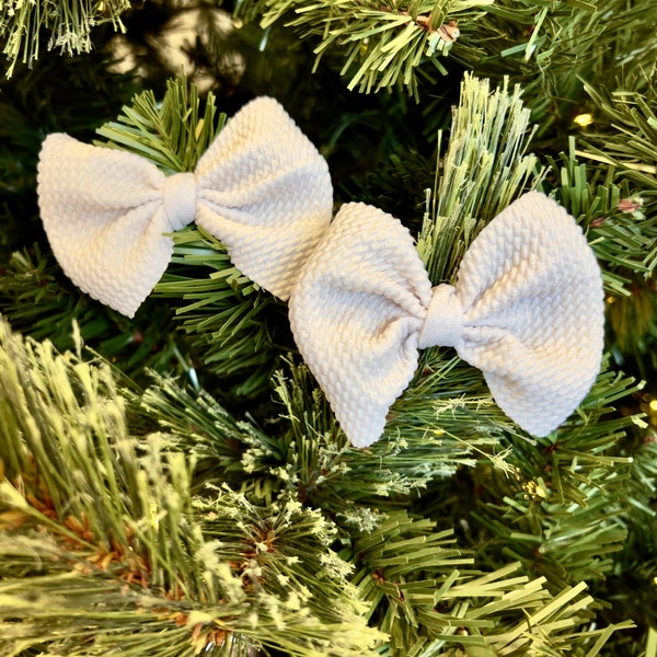 White and Gold Liverpool Toddler Hair Bow - Twirly Girl Designs LLC