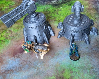 Terreno para jogos de guerra com torreta Xenos de alta tecnologia de ficção científica, 32 mm/28 mm