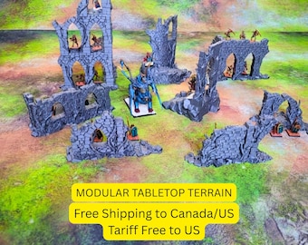 Cenário Gótico - Ruínas de Cidade Abandonada para Jogos de Guerra e RPG de Mesa em Escala 28 mm