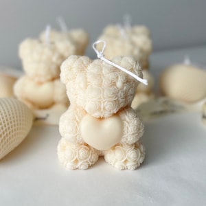 Velas Rose Bear | Vela Teddy Bear | Presente de Dia dos Namorados | Presente de Aniversário | Vela Perfumada | Vela de cera de soja | Presentes para Ela | Presentes |