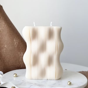 Geometric Shape Candle | Wavy Candle | Aesthetic Candle | Sculptural Candle | Gift for Her | Handmade Gift | Home Decor | Pillar Candle |