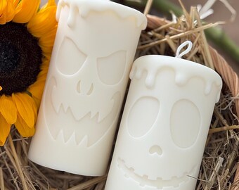 Vela de Halloween de color personalizado: decoración otoñal hecha a mano con cera de soja