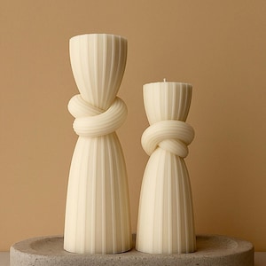 Vela de pilar con nudo a rayas: decoración cilíndrica hecha a mano para el hogar, regalos de boda