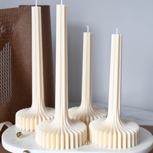 Tall Ribbed Pillar Candle: Custom Color Soy Wax Candle