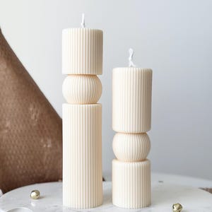 Ribbed Tall Pillar Candle | Aesthetic Candle | Classic Candle | Soy wax Candle | Decorative Candle | Custom Color | Shaped Candle | Gifts |