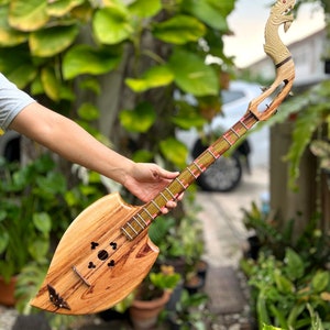 Acoustic Thai Asian Guitar 3 Strings, Isan Mandolin Musical Instrument, Traditional Classical Folk Music N001